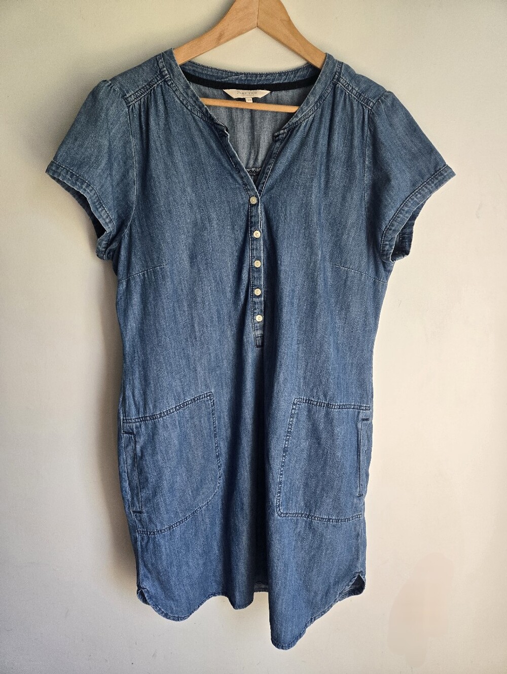 PART TWO Denim Button Front Shirt Dress with Patch Pockets
